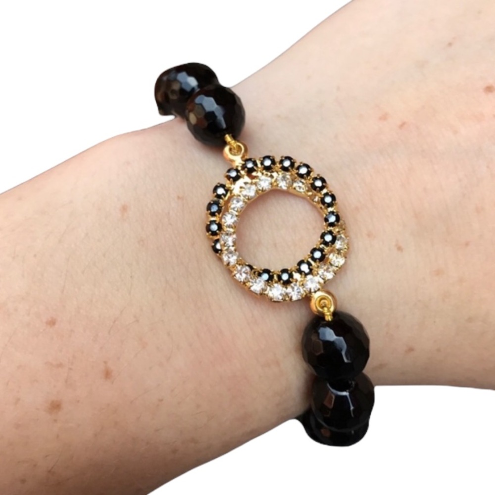 Black Agate Beaded stretch Bracelet